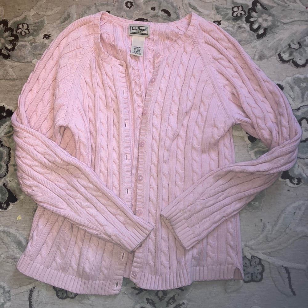 L.L Bean pink Cable knit Sweater